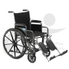 Self Transport Folding Wheelchair with Detachable Desk Armrests, Swing-away Detachable Elevating Leg Rests, Solid Castors and Large Rolling Rear Wheels.
