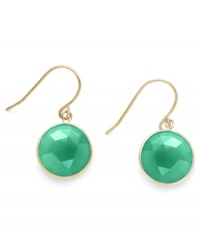 A touch of color livens any look. These stunning 10k gold earrings feature round-cut green onyx stones (5-3/8 ct. t.w.) on french wire. Approximate drop: 1 inch.