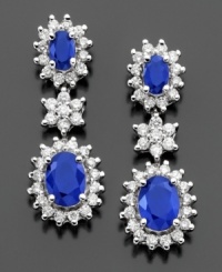 Make your look extra-special with these stunning earrings from Royalty Inspired by Effy Collection featuring oval-cut sapphires (2-1/2 ct. t.w.) and round-cut diamonds (9/10 ct. t.w.) set in 14k white gold. Approximate drop: 1 inch.