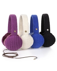 With built-in speakers, UGG® Australia's knit earmuffs envelop your ears in the warmth of shearling while you listen to music and take calls. With built-in speakers, UGG® Australia's knit earmuffs envelop your ears in the warmth of shearling while you listen to music and take calls.