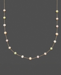 A delicate string of pearls for your little lady. This illusion necklace for children features multicolored cultured freshwater pearls (5-6 mm) set in 14k gold. Approximate length: 14 inches. A delicate string of pearls for your little lady. This illusion necklace for children features multicolored cultured freshwater pearls (5-6 mm) set in 14k gold. Approximate length: 14 inches.