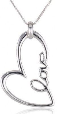 Sterling Silver Love Open Heart Pendant Necklace , 18 Sterling Silver Love Open Heart Pendant Necklace , 18