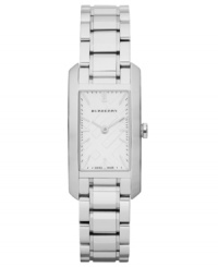 Balancing classic and modern design, this brushed and polished stainless steel watch from Burberry features a dial stamped with their signature check patterns. Balancing classic and modern design, this brushed and polished stainless steel watch from Burberry features a dial stamped with their signature check patterns.