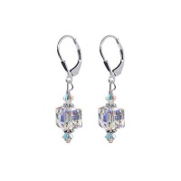 SCER053 Sterling Silver 8mm Clear Cube Crystal Earrings Made with Swarovski Elements SCER053 Sterling Silver 8mm Clear Cube Crystal Earrings Made with Swarovski Elements