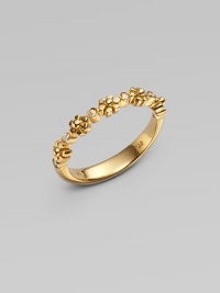 A 18k gold design features a delicate band of daisies with brilliant diamonds. 18k goldDiamonds, .09 tcwWidth, about 3.5mmMade in Italy A 18k gold design features a delicate band of daisies with brilliant diamonds. 18k goldDiamonds, .09 tcwWidth, about 3.5mmMade in Italy