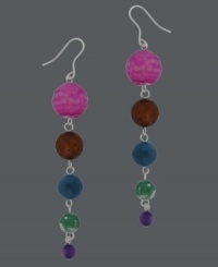 Perfect your party look. Avalonia Road's Brasilian-themed earrings combine brightly-hued multicolored agate beads (17-2/5 ct. t.w.) and sterling silver. Approximate drop length: 3-1/2 inches. Approximate drop width: 1/2 inch. Perfect your party look. Avalonia Road's Brasilian-themed earrings combine brightly-hued multicolored agate beads (17-2/5 ct. t.w.) and sterling silver. Approximate drop length: 3-1/2 inches. Approximate drop width: 1/2 inch.