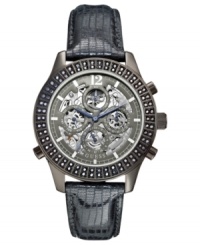 Watch time fly with this captivating automatic timepiece from GUESS. Watch time fly with this captivating automatic timepiece from GUESS.