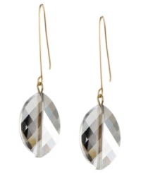 Subtle shimmer from every angle. Kenneth Cole New York's faceted glass earrings features a chic linear design strung from gold tone mixed metal ear wires. Approximate drop: 2 inches. Subtle shimmer from every angle. Kenneth Cole New York's faceted glass earrings features a chic linear design strung from gold tone mixed metal ear wires. Approximate drop: 2 inches.