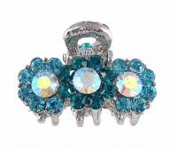Hair Clip - H7- Crystal Flowers - Sm Size (1x 3/4) ~ Aqua and Blue Zircon Hair Clip - H7- Crystal Flowers - Sm Size (1x 3/4) ~ Aqua and Blue Zircon