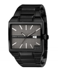 Texture and asymmetry lend an avant-garde edge to this sleek watch by AX Armani Exchange. Texture and asymmetry lend an avant-garde edge to this sleek watch by AX Armani Exchange.
