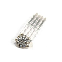 DoubleAccent Hair Jewelry Small Swarovski Crystal Cluster Mini Bridal Hair Comb Set of Two Clear Color