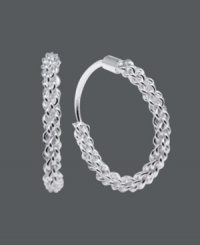 Hoop earrings are a must-have for every girl's collection. This statement-making Unwritten style features an open weave, endless hoop design crafted in sterling silver. Approximate diameter: 5/8 inch. Hoop earrings are a must-have for every girl's collection. This statement-making Unwritten style features an open weave, endless hoop design crafted in sterling silver. Approximate diameter: 5/8 inch.