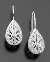 An artful accessory with a bit of twinkle. You'll adore these vintage-inspired crystal accent teardrop leverback earrings. Rhodium plated. Drop measures 3/4 inch.
