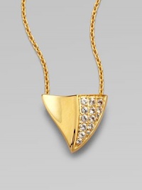 From the Thorn Collection. A graceful yet bold thorn-shaped pendant of gleaming, goldplated sterling silver, with a concave profile on one side and sparkling white sapphires on the other, on a glowing gold chain.White sapphire18k goldplated sterling silverChain length, about 16-18 (adjustable)Pendant length, about ¾Lobster claspImported From the Thorn Collection. A graceful yet bold thorn-shaped pendant of gleaming, goldplated sterling silver, with a concave profile on one side and sparkling white sapphires on the other, on a glowing gold chain.White sapphire18k goldplated sterling silverChain length, about 16-18 (adjustable)Pendant length, about ¾Lobster claspImported