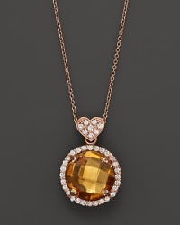 Citrine and diamond pendant necklace in rose gold with signature heart bail from Lisa Nik's Rocks collection. Citrine and diamond pendant necklace in rose gold with signature heart bail from Lisa Nik's Rocks collection.