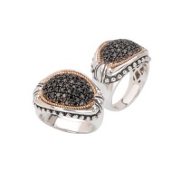 925 Silver & Black Sapphire Oval Ring with 18k Gold Accents (1.15ctw)- Sizes 6-8 925 Silver & Black Sapphire Oval Ring with 18k Gold Accents (1.15ctw)- Sizes 6-8