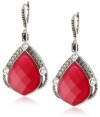 Judith Jack Red Flamenco Sterling Silver, Marcasite and Ruby Onyx Drama Drop Earrings