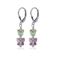 SCER160 Sterling Silver Cute Butterfly Crystal Earrings Made with Swarovski Elements SCER160 Sterling Silver Cute Butterfly Crystal Earrings Made with Swarovski Elements