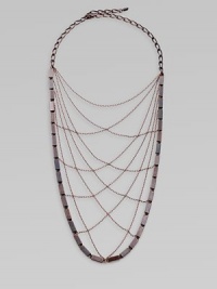 From the Art Deco Collection. A delicate but powerful web of crisscrossed chains edged by bold rectangular beads evokes a femme fatale look from the golden age of Hollywood.Hand-stained copperLength, about 17¾Lobster claspMade in USA From the Art Deco Collection. A delicate but powerful web of crisscrossed chains edged by bold rectangular beads evokes a femme fatale look from the golden age of Hollywood.Hand-stained copperLength, about 17¾Lobster claspMade in USA