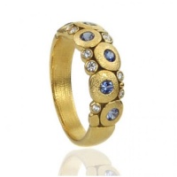 Alex Sepkus 18k Yellow Gold Sapphire and Diamond Candy Dome Ring