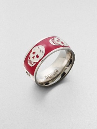 Punk-inspired skulls wrap around the finger.Enamel Brass Diameter, about 7/8 Width, about 3/8 Imported