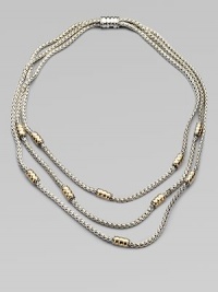 From the Bedeg Collection. Three braided sterling silver chains with a beautifully radiant 18k gold stations and a central closure. 18k goldSterling silverLength, about 18Push clasp closureImported 