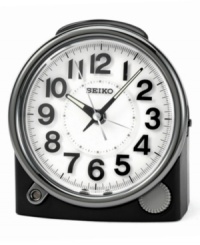 Rest assured of your wake-up call with this handsome modern clock from Seiko. Silvertone metal case and round white dial with logo and numeral indices. Luminous hands, constant light when alarm is set, ascending alarm with snooze and alarm reminder light. Three AA batteries included. Measures approximately 4-3/4 x 4-1/2 x 2-3/4 inches. Rest assured of your wake-up call with this handsome modern clock from Seiko. Silvertone metal case and round white dial with logo and numeral indices. Luminous hands, constant light when alarm is set, ascending alarm with snooze and alarm reminder light. Three AA batteries included. Measures approximately 4-3/4 x 4-1/2 x 2-3/4 inches.