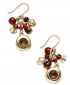 Colorful clusters from Lauren Ralph Lauren. These chic drop earrings combine semi-precious tiger's eye stones and glass, resin and wood beads. Hanging on fish wire. Crafted in 14k antiqued gold-plated mixed metal. Approximate drop: 3/4 inches.