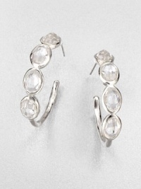 Beautifully brilliant clear quartz stones set in sleek sterling silver on a pretty hoop design. Clear quartzSterling silverLength, about 1.06Post backImported Beautifully brilliant clear quartz stones set in sleek sterling silver on a pretty hoop design. Clear quartzSterling silverLength, about 1.06Post backImported