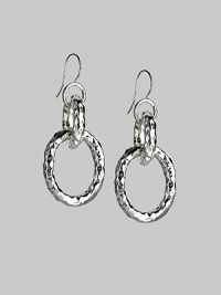 Textured links, large and small, form a bold drop design. Sterling silver Drop, about 2¼ Ear wire Imported
