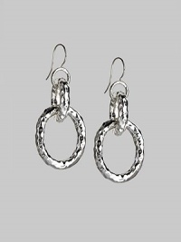 Textured links, large and small, form a bold drop design. Sterling silver Drop, about 2¼ Ear wire Imported Textured links, large and small, form a bold drop design. Sterling silver Drop, about 2¼ Ear wire Imported