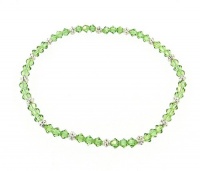 Anklet - A68 - Stretch - 4mm Swarovski (tm) Crystal and Heishi Beads ~ Peridot Anklet - A68 - Stretch - 4mm Swarovski (tm) Crystal and Heishi Beads ~ Peridot