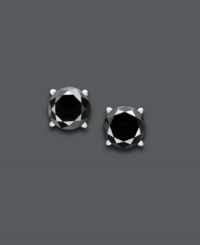 Precision style in a bold, new color! Diamonds take an edgy turn in this statement-making shade. Round-cut black diamonds (5 ct. t.w.) stand out against a polished, 14k white gold post setting. Approximate diameter: 7-3/4 to 8-1/10 mm. Precision style in a bold, new color! Diamonds take an edgy turn in this statement-making shade. Round-cut black diamonds (5 ct. t.w.) stand out against a polished, 14k white gold post setting. Approximate diameter: 7-3/4 to 8-1/10 mm.