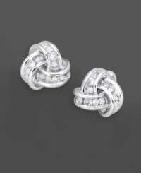 Round-cut diamonds (1/5 ct. t.w.) make a classic style sparkle. Earrings set in 14k white gold. Round-cut diamonds (1/5 ct. t.w.) make a classic style sparkle. Earrings set in 14k white gold.