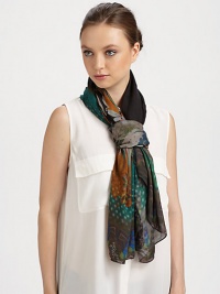 An abstract floral print adorns this plush modal wrap with fringe trim.90% modal/10% cashmereAbout 55 X 55Dry cleanMade in Italy An abstract floral print adorns this plush modal wrap with fringe trim.90% modal/10% cashmereAbout 55 X 55Dry cleanMade in Italy