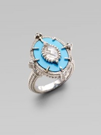 From the Oasis Collection. A gorgeous creation of textured sterling silver punctuated by oval-shaped turquoise, luminous white sapphires, and crystal.Turquoise, white sapphire, crystal Sterling silver Length, about 1 Imported From the Oasis Collection. A gorgeous creation of textured sterling silver punctuated by oval-shaped turquoise, luminous white sapphires, and crystal.Turquoise, white sapphire, crystal Sterling silver Length, about 1 Imported
