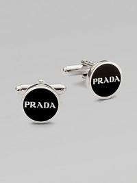 Modern spin on a dress wardrobe essential in enamel coated sterling silver with logo detail.Sterling silver½ x ½Made in Italy Modern spin on a dress wardrobe essential in enamel coated sterling silver with logo detail.Sterling silver½ x ½Made in Italy