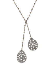 Decorate your neckline with fashionable filigree. Giani Bernini's pretty cut-out double drop pendant features sterling silver teardrops and 24k gold over sterling silver beading. Approximate length: 18 inches. Approximate drop length: 2-1/2 inches and 1-3/4 inches. Decorate your neckline with fashionable filigree. Giani Bernini's pretty cut-out double drop pendant features sterling silver teardrops and 24k gold over sterling silver beading. Approximate length: 18 inches. Approximate drop length: 2-1/2 inches and 1-3/4 inches.