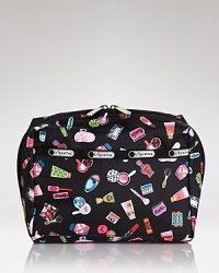 Four pockets in this nylon LeSportsac cosmetics case makes for a pretty organized essential, styled in a fresh for the season print. Four pockets in this nylon LeSportsac cosmetics case makes for a pretty organized essential, styled in a fresh for the season print.