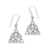 Sterling Silver Celtic Triquetra Knot Triangle Drop Earrings Sterling Silver Celtic Triquetra Knot Triangle Drop Earrings