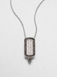 From the Soho Collection. This simply chic features white sapphires and black spinels on a sterling silver link chain. White sapphiresBlack spinelSterling silverLength, about 16Pendant size, about .9Lobster clasp closureImported From the Soho Collection. This simply chic features white sapphires and black spinels on a sterling silver link chain. White sapphiresBlack spinelSterling silverLength, about 16Pendant size, about .9Lobster clasp closureImported