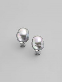 EXCLUSIVELY AT SAKS. Shapely and simple baroque pearls in soft grey make classic button earrings, in a sterling silver setting. 14mm organic man-made pearls Sterling silver Post and hinge back Made in Spain EXCLUSIVELY AT SAKS. Shapely and simple baroque pearls in soft grey make classic button earrings, in a sterling silver setting. 14mm organic man-made pearls Sterling silver Post and hinge back Made in Spain