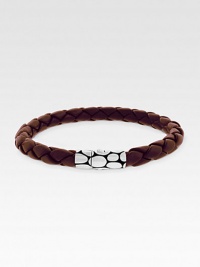 A sterling silver button clasp offers contrasting color and texture to finely braided leather. Length, about 8 Imported A sterling silver button clasp offers contrasting color and texture to finely braided leather. Length, about 8 Imported