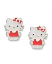 Cute and cool, this pair of Hello Kitty sterling silver stud earrings brings a whimsical touch to your personal style. Approximate drop: 1/2 inch. Cute and cool, this pair of Hello Kitty sterling silver stud earrings brings a whimsical touch to your personal style. Approximate drop: 1/2 inch.