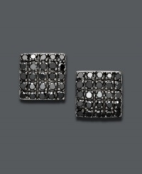 It's never been hip to be square, until now! These shapely square studs feature clusters of round-cut black diamonds (1/2 ct. t.w.) set in sterling silver. Approximate diameter: 8 mm. It's never been hip to be square, until now! These shapely square studs feature clusters of round-cut black diamonds (1/2 ct. t.w.) set in sterling silver. Approximate diameter: 8 mm.