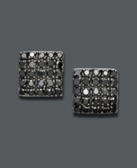 It's never been hip to be square, until now! These shapely square studs feature clusters of round-cut black diamonds (1/2 ct. t.w.) set in sterling silver. Approximate diameter: 8 mm.