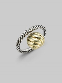 From the David Yurman Elements Collection. Signature cable twisted sterling silver with 18K yellow gold detailing.18K gold Sterling silver Width, about 10mm Imported Additional Information Women's Ring Size Guide From the David Yurman Elements Collection. Signature cable twisted sterling silver with 18K yellow gold detailing.18K gold Sterling silver Width, about 10mm Imported Additional Information Women's Ring Size Guide