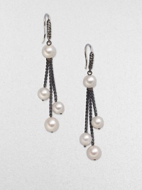From the Midnight Pearl Collection. A simply chic design with a chains of box links and freshwater pearls to create a beautifully crafted style. Blackened sterling silverFreshwater pearlsLength, about 2Hook backImported From the Midnight Pearl Collection. A simply chic design with a chains of box links and freshwater pearls to create a beautifully crafted style. Blackened sterling silverFreshwater pearlsLength, about 2Hook backImported