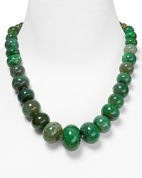 Kenneth Jay Lane's graduated beaded necklace will instantly transform closet staples. This style refuses to blend in, so showcase the agate beads over a basic neckline. Kenneth Jay Lane's graduated beaded necklace will instantly transform closet staples. This style refuses to blend in, so showcase the agate beads over a basic neckline.