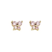 14K Yellow Gold Plated Pink Butterfly CZ Stud Earrings with Screw-back for Children & Women 14K Yellow Gold Plated Pink Butterfly CZ Stud Earrings with Screw-back for Children & Women